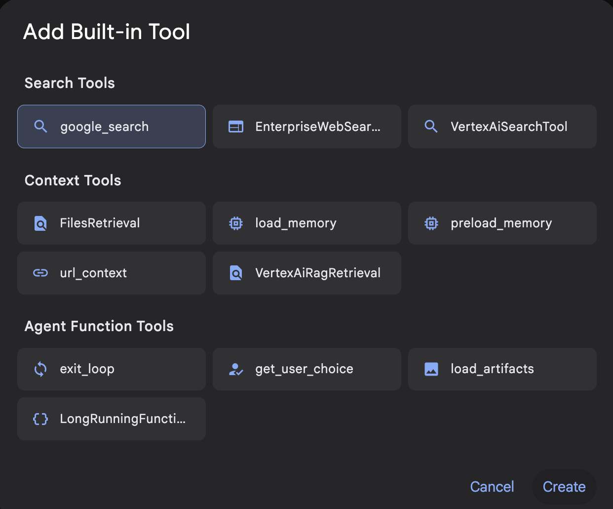 Adding tools in ADK Visual Agent Builder