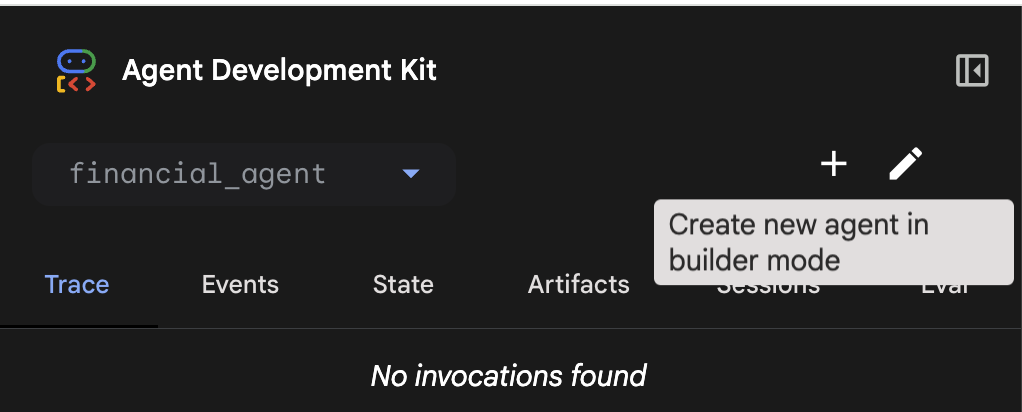 Creating a new agent in builder mode